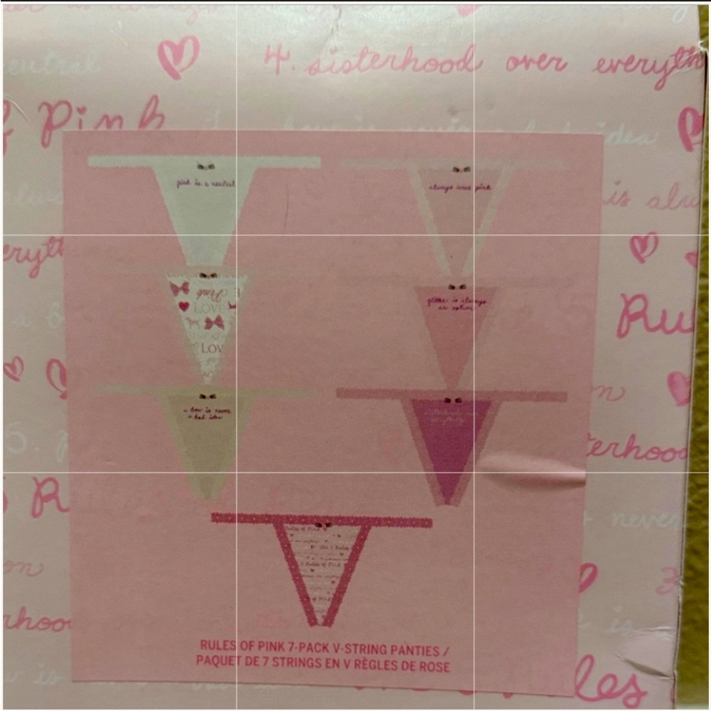 Rare!💋VSPinkxLoveshackfancy💝 RulesOfPink VString set🔥🎀 - Picture 4 of 4